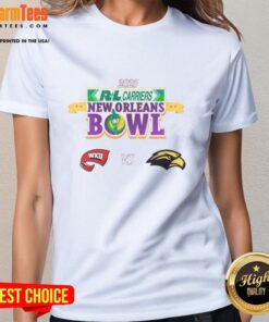 Official Western Kentucky Hilltoppers vs Southern Miss Golden Eagles 2025 New Orleans Bowl Ladies Tee shirt design.