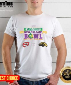 Official Western Kentucky Hilltoppers vs Southern Miss Golden Eagles 2025 New Orleans Bowl T-Shirt design featuring team logos.