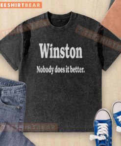 Official Winston Nobody Does It Better Washed T-Shirt in vintage style, featuring a classic fit and soft fabric.