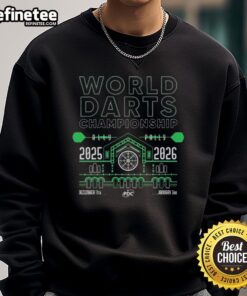 Official World Darts Championship 2025-2026 sweatshirt featuring a bold design, perfect for fans and players alike.