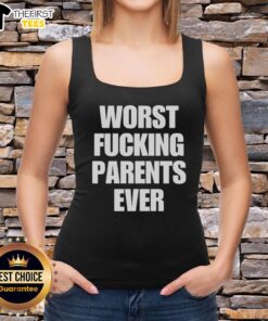 Official Worst Fcking Parents Ever Tank Top in black, featuring bold white text, perfect for humorous parenting apparel.
