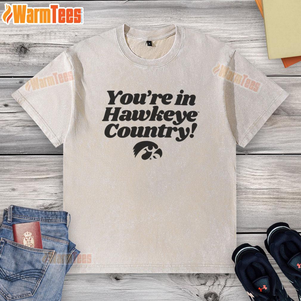 official-youre-in-hawkeye-country-washed-t-shirt Official You're In Hawkeye Country washed t-shirt in black featuring Iowa Hawkeyes logo, perfect for fans and casual wear.