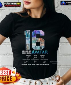 Alt Text: Original 16 Years Avatar Movies 3 Thank You For The Memories signatures ladies tee shirt design 2009-2025