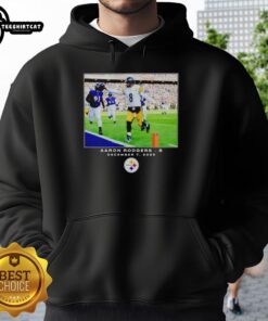 Aaron Rodgers in a Pittsburgh Steelers hoodie, showcasing NFL 2025 style and team spirit.