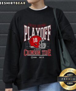 Alt Text: Original Alabama Crimson Tide 2025-2026 College Football Playoff Bound helmet sweatshirt in crimson red.