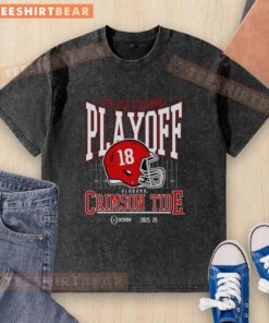 Original Alabama Crimson Tide 2025-2026 College Football Playoff Bound helmet washed t-shirt for fans and collectors.
