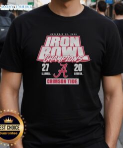 Original Alabama Crimson Tide 27-20 Auburn Tigers Iron Bowl Champions T-Shirt from November 29, 2025