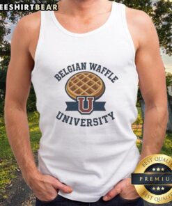 Original Belgian Waffle University logo tank top featuring a vibrant design, perfect for casual wear and school pride.
