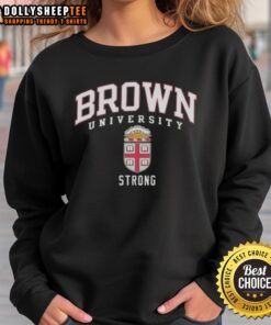 Original Brown University Strong Logo Sweatshirt in dark brown with bold logo design, perfect for campus wear.