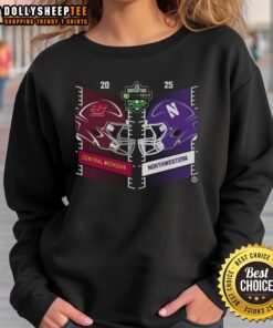 Original Central Michigan Chippewas vs Northwestern Wildcats sweatshirt featuring bold team logos and colors.