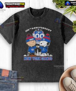 Original Charlie Brown x Snoopy 100th Anniversary T-shirt celebrating New York Giants football, 1925-2025.