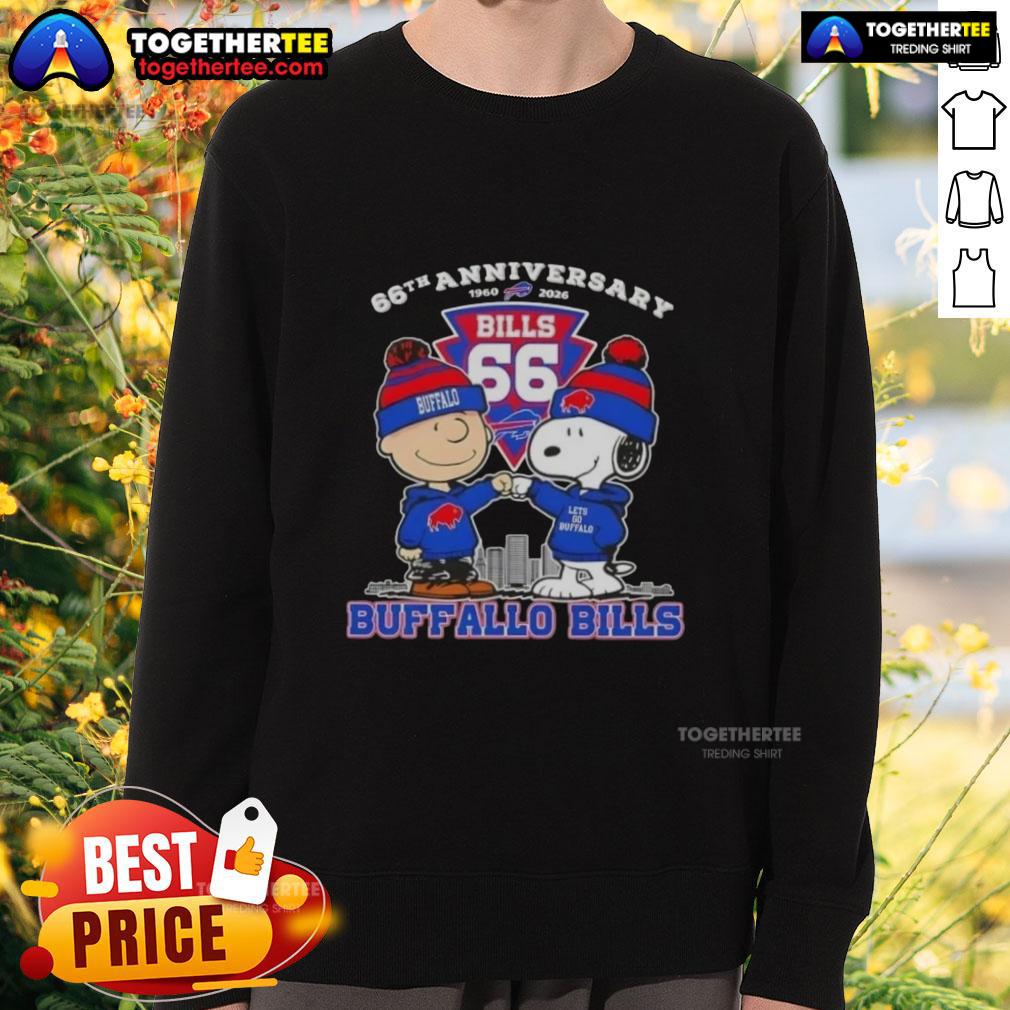 Original Charlie Brown X Snoopy 66th Anniversary 1960 2026 Buffalo Bills Football Sweatshirt Original Charlie Brown X Snoopy 66th Anniversary Buffalo Bills football sweatshirt, celebrating the iconic characters.