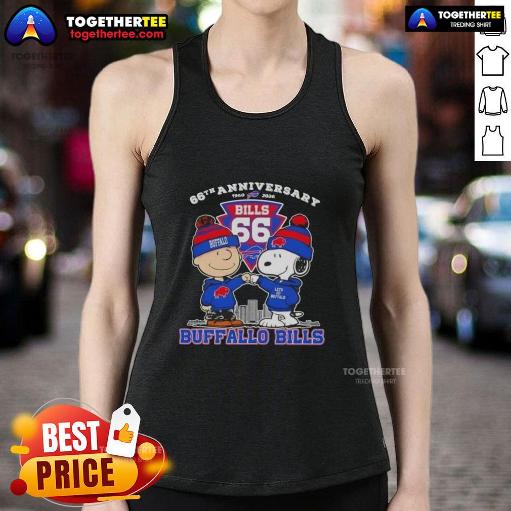 Original Charlie Brown X Snoopy 66th Anniversary 1960 2026 Buffalo Bills Football Tank Top Alt Text: Original Charlie Brown X Snoopy 66th Anniversary Buffalo Bills Football Tank Top, celebrating 1960-2026.