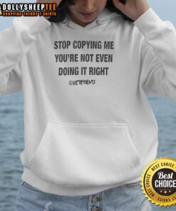 Alt Text: Original Chris Stop Copying Me You're Not Even Doing It Right Letter Hoodie design featuring bold graphic text.