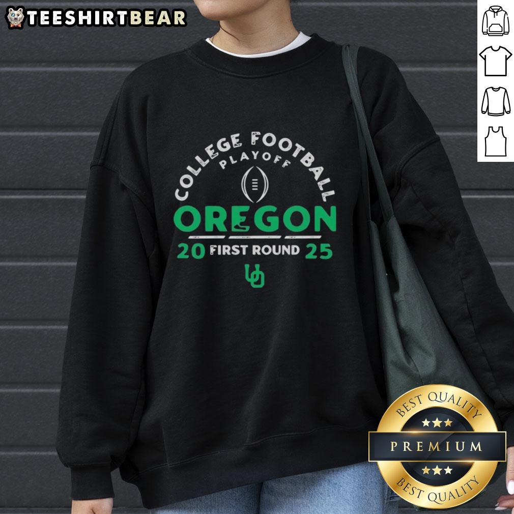 original-college-football-playoff-2025-first-round-oregon-ducks-sweatshirt Original College Football Playoff 2025 First Round Oregon Ducks Sweatshirt featuring team colors and logo design.