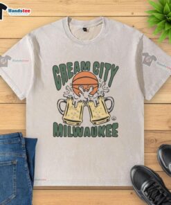 Original Cream City Milwaukee Washed T-Shirt showcasing a stylish design perfect for casual wear in Milwaukee.