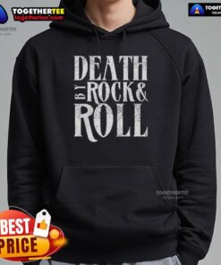 Original Death By Rock Roll Hoodie featuring a bold graphic design and comfortable fit, perfect for music lovers.