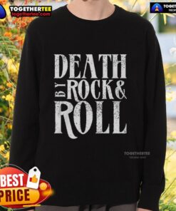 Original Death By Rock Roll Sweatshirt featuring bold graphic design, perfect for music lovers and casual wear enthusiasts.