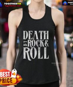 Original Death By Rock Roll Tank Top featuring a bold graphic design, perfect for music lovers and festival-goers.