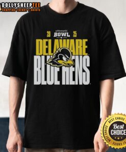 Original Delaware Blue Hens 2025 68 Ventures Bowl T-Shirt featuring team logo and vibrant design for fans.
