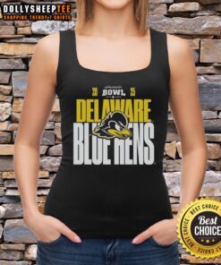 Original Delaware Blue Hens 2025 Ventures Bowl tank top featuring team logo and vibrant design for fans and supporters.