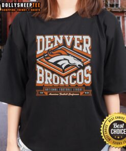 Alt Text: Original Denver Broncos heater ladies tee featuring vibrant team colors and logo, perfect for game day attire.
