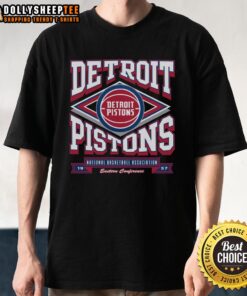 Alt Text: Original Detroit Pistons Heater T-Shirt featuring bold graphics and team colors, perfect for Pistons fans.