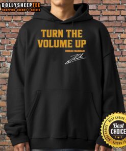 Alt Text: Original Donald Trump Turn The Volume Up Signature Hoodie featuring bold graphics and a stylish design for supporters.