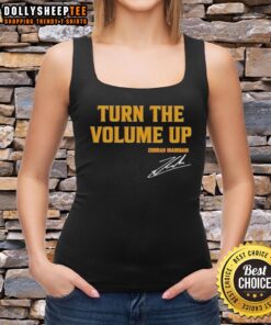 Original Donald Trump Turn The Volume Up Signature Tank Top featuring bold text and patriotic colors.