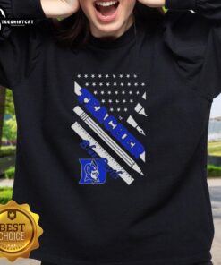 Original Duke Blue Devils X Teacher American Flag Sweatshirt, featuring a stylish design perfect for fans and educators.