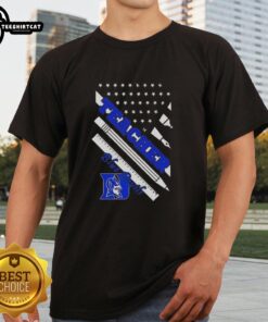 Original Duke Blue Devils X Teacher American Flag T-Shirt featuring a patriotic design for fans and educators.