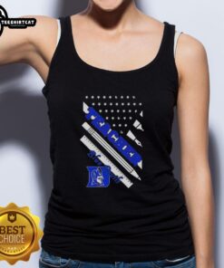 Original Duke Blue Devils X Teacher American Flag Tank Top featuring a patriotic design for fans and educators.