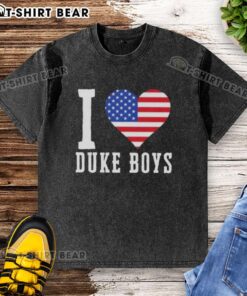 Original Duke Boys I Love Duke Boys US Flag Washed T-Shirt featuring a patriotic design and vintage style.