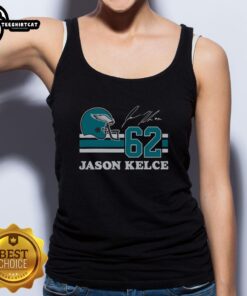 Alt Text: Original Eagles Jason Kelce signature jersey tank top featuring team colors and Kelce's name on the back.