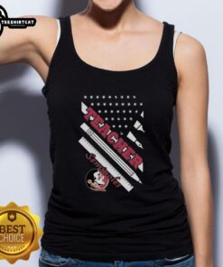 Alt Text: Original Florida State Seminoles X Teacher American Flag Tank Top featuring a vibrant design and comfortable fit.