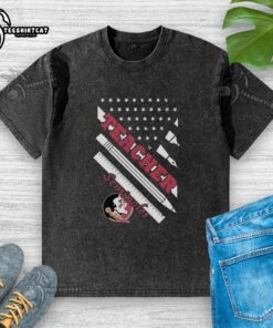Original Florida State Seminoles X Teacher American Flag Washed T-Shirt showcasing FSU spirit and style in a casual design.