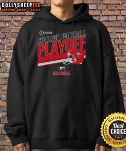 Original Georgia Bulldogs Football 2025 CFB Playoff Stripe Hoodie in red and black, perfect for game day supporters.