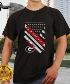 Original Georgia Bulldogs X Teacher American Flag T-Shirt featuring vibrant colors and a patriotic design for fans.