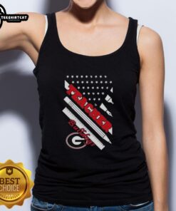 Original Georgia Bulldogs X Teacher American Flag Tank Top featuring vibrant colors and school spirit design.