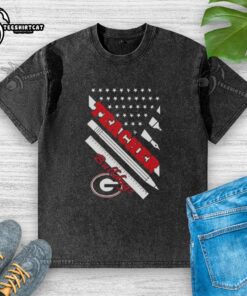 Original Georgia Bulldogs X Teacher American Flag Washed T-Shirt showcasing a patriotic design for fans and educators.