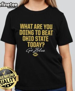 Original Go Blue 2025 The Game tee featuring Ohio State Buckeyes vs Michigan Wolverines design for ladies.