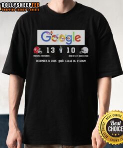 Original Google Indiana Hoosiers Vs Ohio State Buckeyes T-Shirt at Lucas Oil Stadium showcasing team logos and colors.