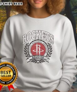 Original Houston Rockets NBA logo sweatshirt featuring a retro design with a laurel wreath frame.