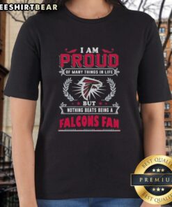 Atlanta Falcons fan ladies tee celebrating pride in being an Atlanta Falcons supporter, perfect for game day.
