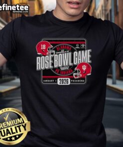 Alt Text: Original Indiana Football 2026 Rose Bowl Game Head To Head T-Shirt featuring vibrant team colors and logo.