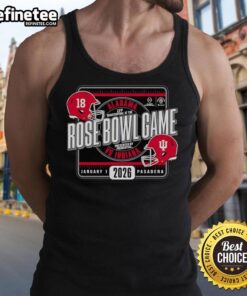 Original Indiana Football 2026 Rose Bowl Game head-to-head tank top featuring vibrant team graphics and comfortable fit.