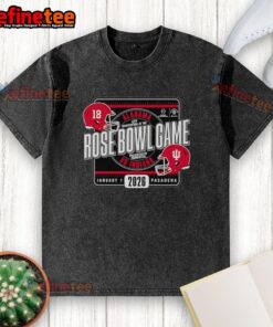 Original Indiana Football 2026 Rose Bowl Game Head-To-Head Washed T-Shirt featuring team colors and logo design.