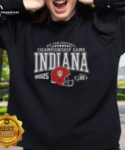 Original Indiana Hoosiers 2025 Big Ten Football Championship Game sweatshirt in red with team logo and stylish design.