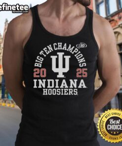 Alt Text: Original Indiana Hoosiers logo on a 2025 Big Ten Football Champions tank top, perfect for fans and game day.