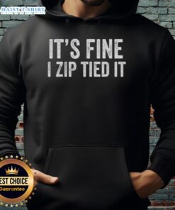 Vintage mechanic car guy hoodie featuring 'It's Fine, I Zip Tied It' design, perfect for auto enthusiasts and casual wear.